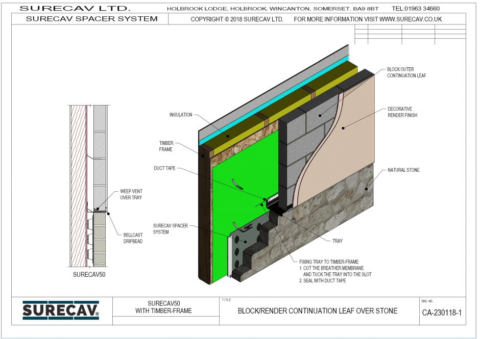 Block & Render Continuation Over Stone (Timber-Frame)