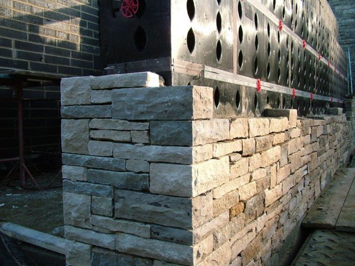 Semi-dry stone wall corner feature at Matrod Frampton