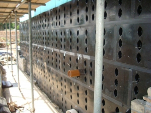 Wall pre-clad with SureCav Cavity Backing System